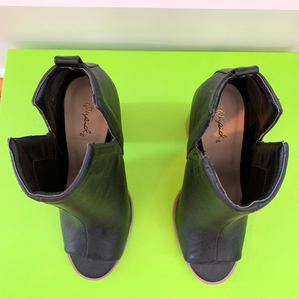 Qupid Black Open Toe Bootie, Size 7 1/2 - image 3